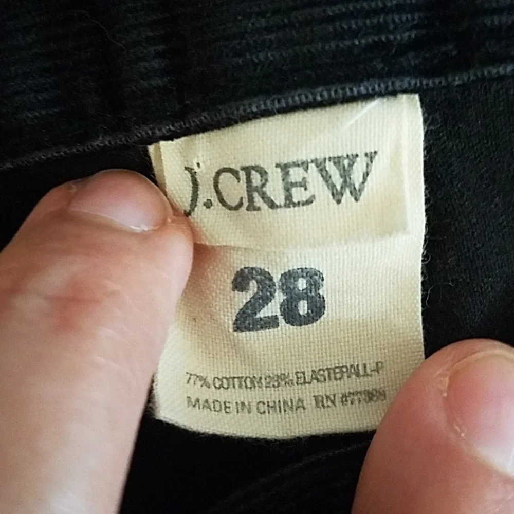 J. CREW BLACK SKINNY  VELVET PANTS SIZE 28